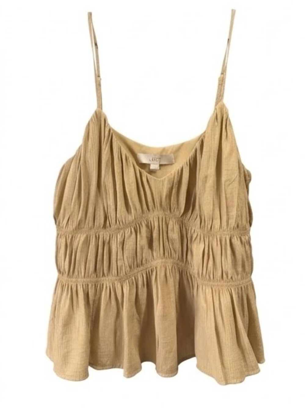 Loft Sleeveless Beige Ruffle Cami Top